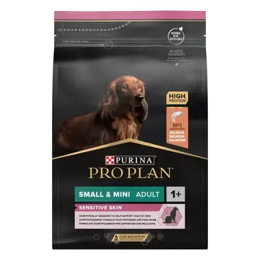 PURINA® PRO PLAN® Small & Mini Adult Dog Sensitive Skin, granule pro psy s lososem