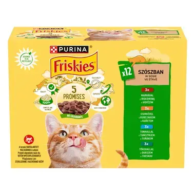 FRISKIES® multipack s hovězím, kuřetem, tuňákem, treskou ve šťávě