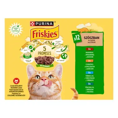 FRISKIES® multipack s hovězím, kuřetem, tuňákem, treskou ve šťávě