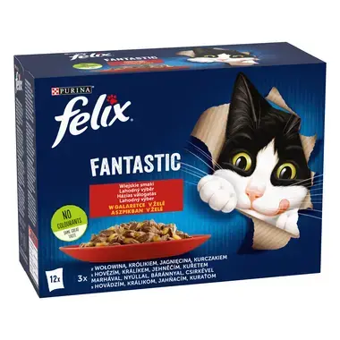 Felix Fantastic multipack s kuřetem, hovězím, králíkem a jehněčím v želé 12x85 g